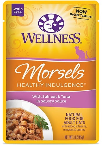 Wellness Healthy Indulgence Natural Grain Free Morsels with Salmon and Tuna in Savory S...