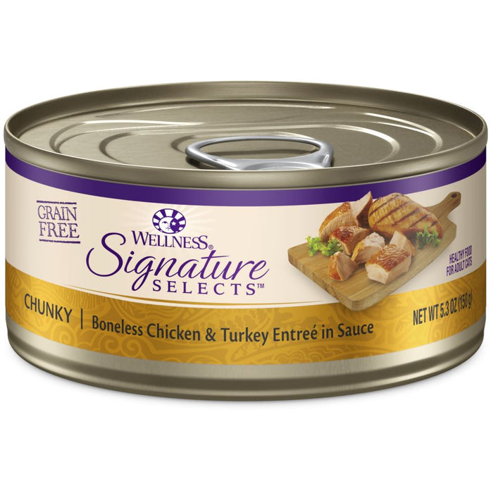 Wellness Signature Selects Grain Free Natural Chunky White Meat Chicken and Turkey Entr...