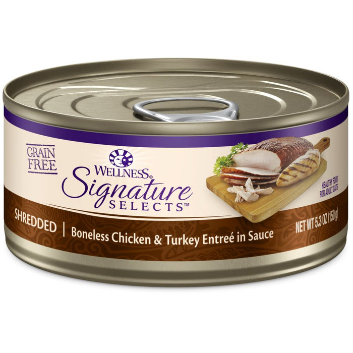 Wellness Signature Selects Grain Free Natural Shredded White Meat Chicken and Turkey En...