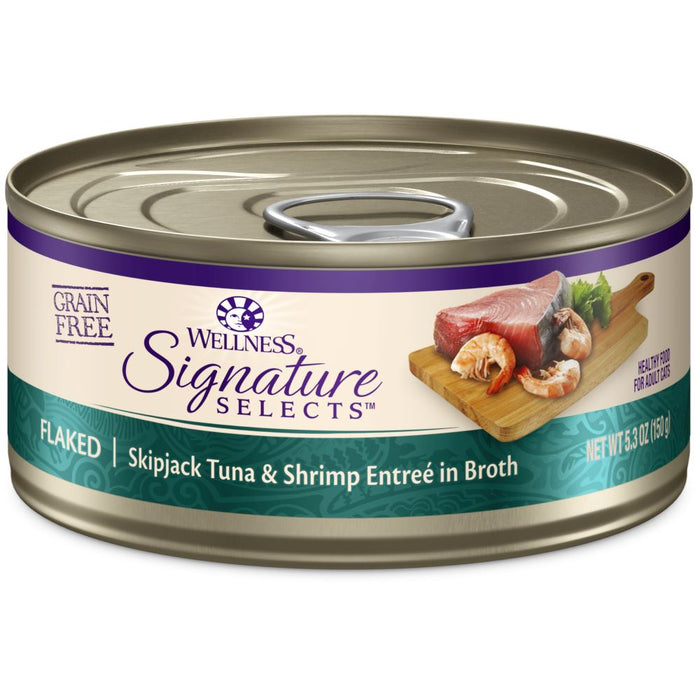 Wellness Signature Selects Grain Free Natural Skipjack Tuna with Shrimp Entree in Broth...