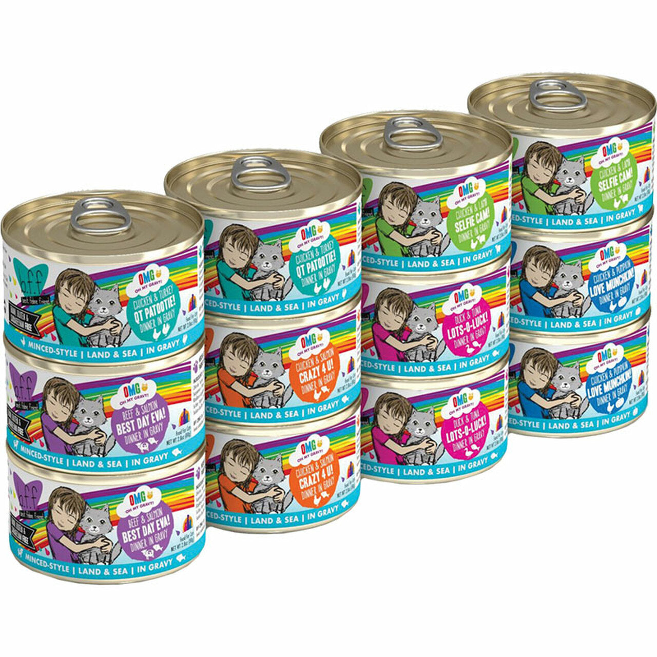 Weruva BFF OMG Variety RAINBOW Canned Cat Food - 2.8 Oz - Case of 12  