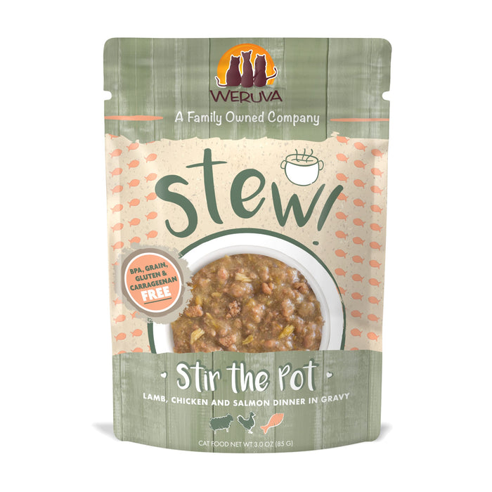 Weruva Cat Stew Stir-the-Pot Lamb Chicken and Salmon Wet Cat Food - 3 Oz Pouch - Case o...