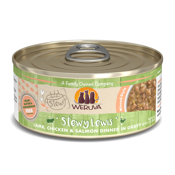 Weruva Stewy Lewis Lamb Chicken and Salmon Canned Cat Food - 5.5 Oz - Case of 8
