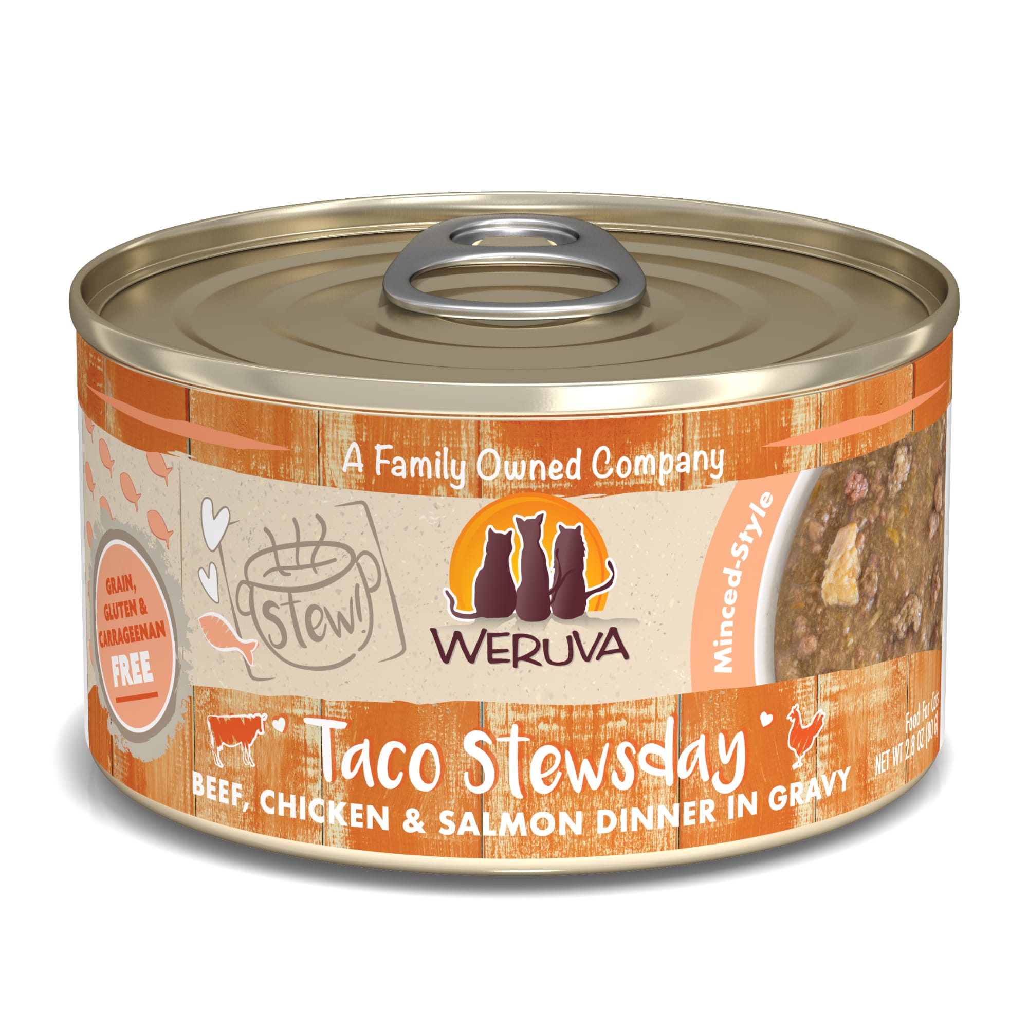 Weruva Taco Stewsday Beef Chicken and Salmon Canned Cat Food - 2.8 Oz - Case of 12  