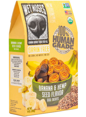 Wet Noses Treats Grain-Free Hemp Seed and Banana Dog Treats - 14 Oz Box