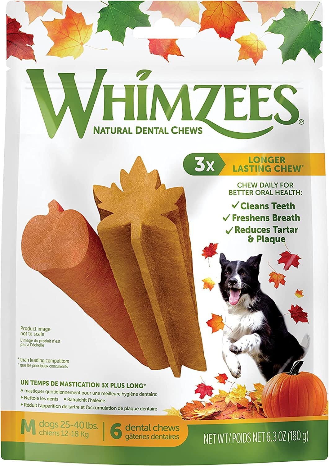 Whimzees Fall Value Bag Medium Dental Dog Chews - 6.3 Oz - 6 Count  