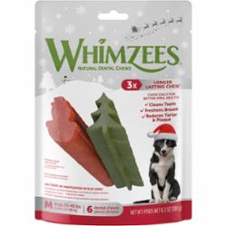 Whimzees Holiday Dental Dog Chews - Medium - 6.3 Oz - 6 Count  