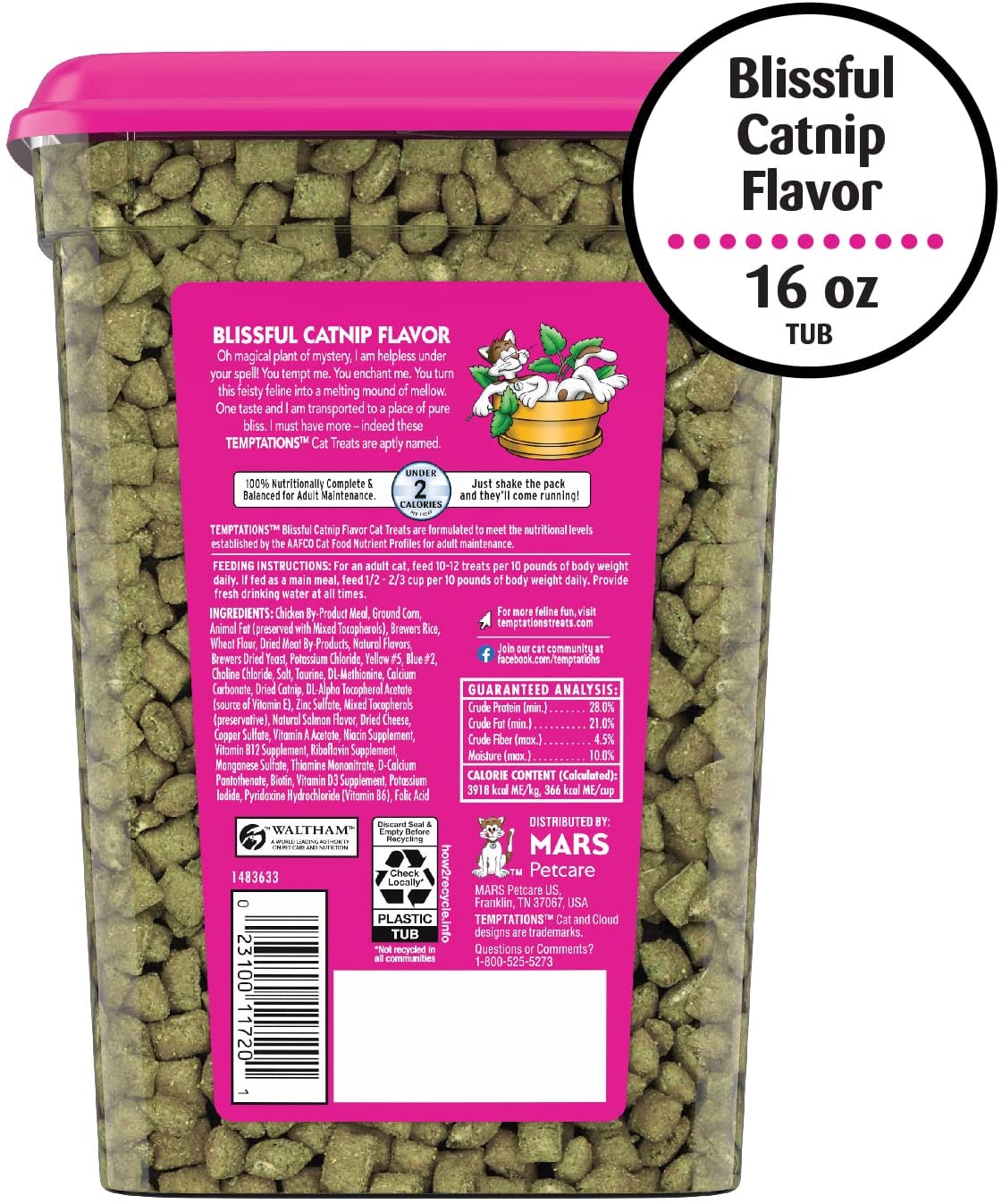 Whiskas Temptations Blissful Catnip Soft and Crunchy Cat Treats - 16 oz  