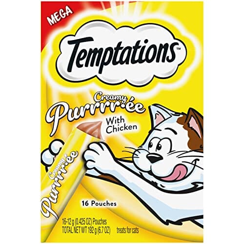 Whiskas Temptations Creamy Chicken Purree Cat Treats or Wet Cat Food - 6.7 oz - Case of 5