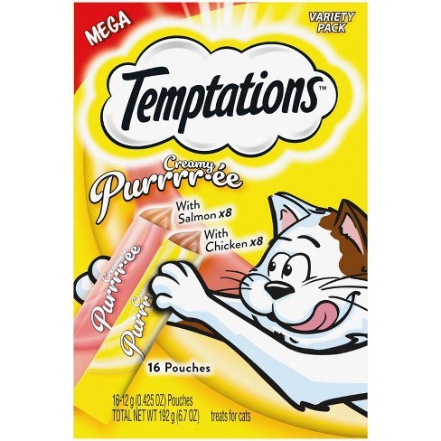Whiskas Temptations Creamy Chicken & Salmon Purree Variety Pack Cat Treats or Wet Cat F...