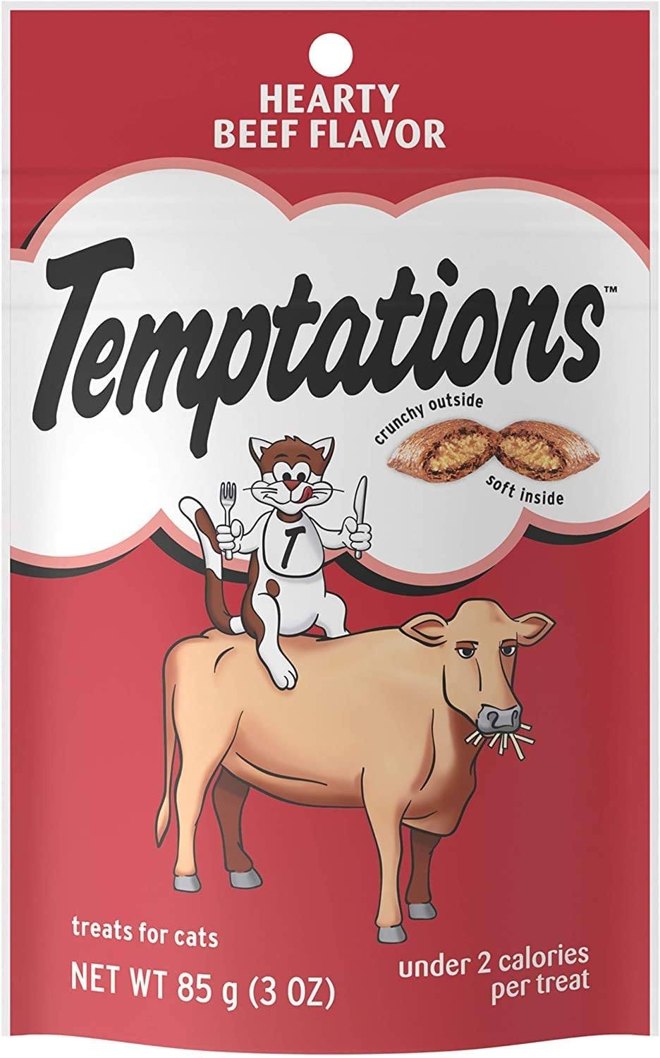 Whiskas Temptations Hearty Beef Flavor Soft and Crunchy Cat Treats - 6.35 oz  