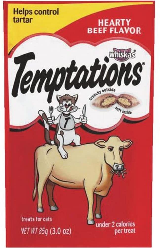 Whiskas Temptations Hearty Beef Soft and Crunchy Cat Treats - 3 oz
