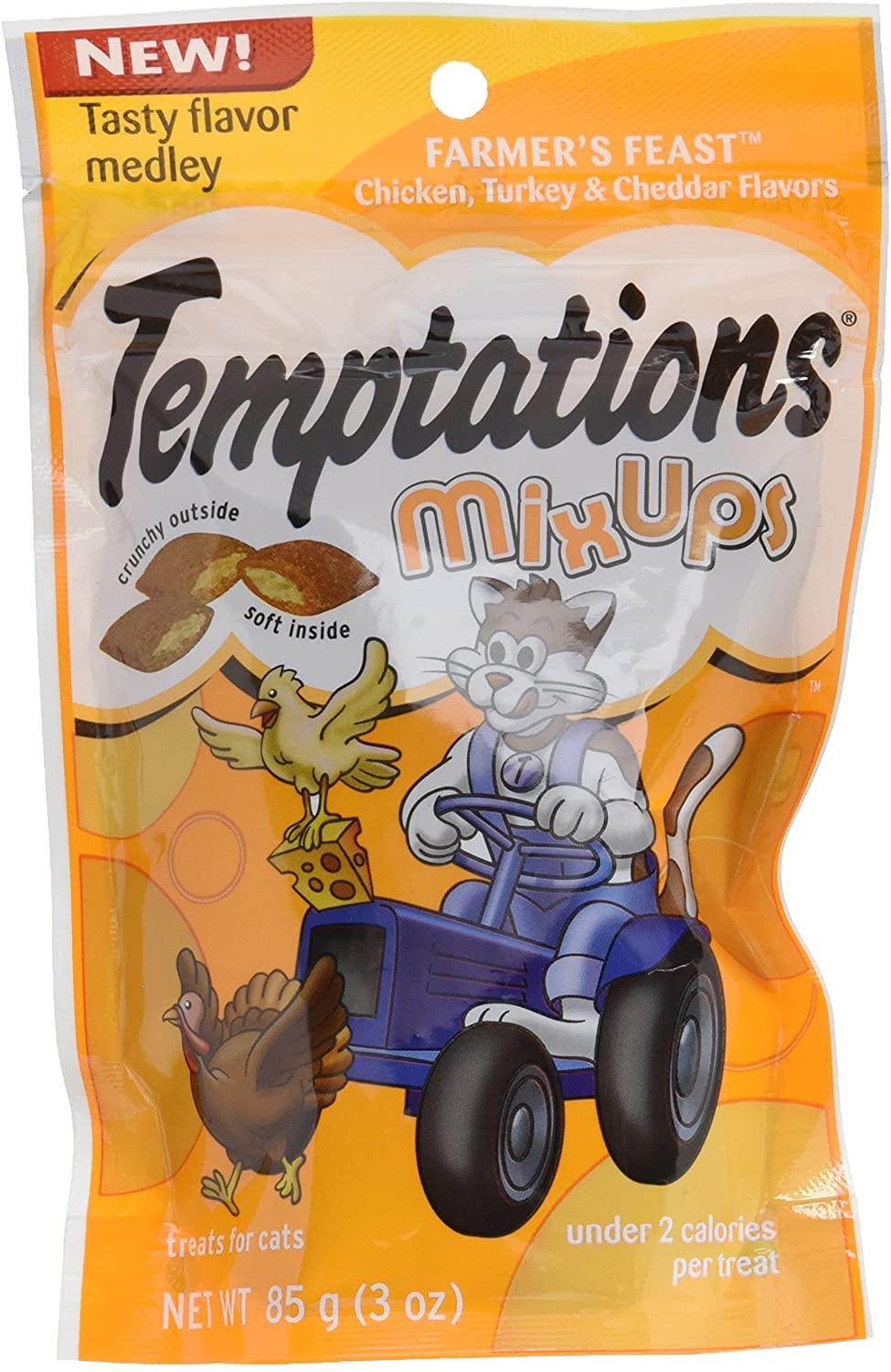 Whiskas Temptations MixUps Farmer's Feast (Ckn/Tky/Cheedar) Soft and Crunchy Cat Treats - 3 oz  