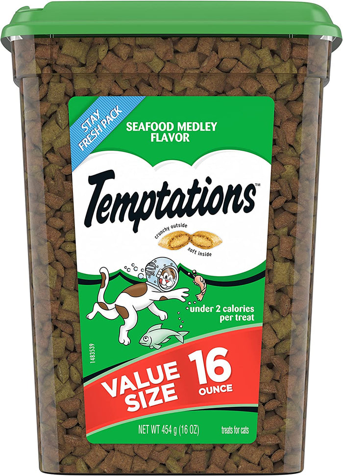 Whiskas Temptations Seafood Medley Soft and Crunchy Cat Treats - 16 oz