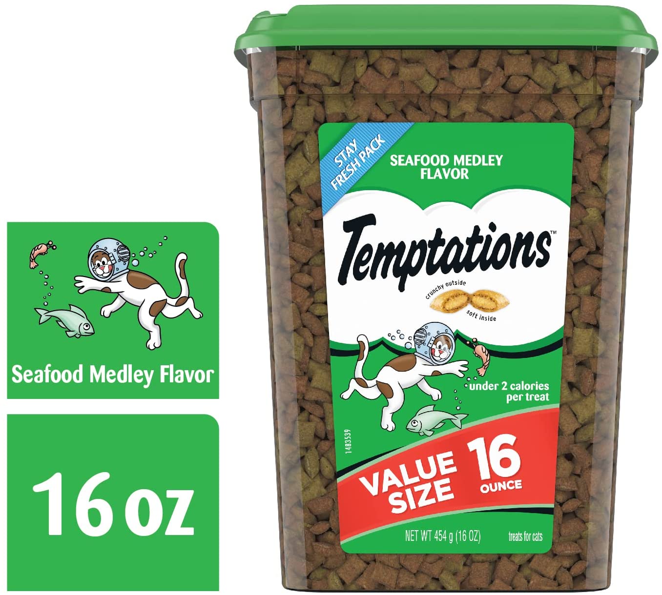 Whiskas Temptations Seafood Medley Soft and Crunchy Cat Treats - 16 oz  