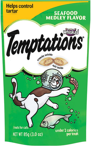 Whiskas Temptations Seafood Medley Soft and Crunchy Cat Treats - 3 oz