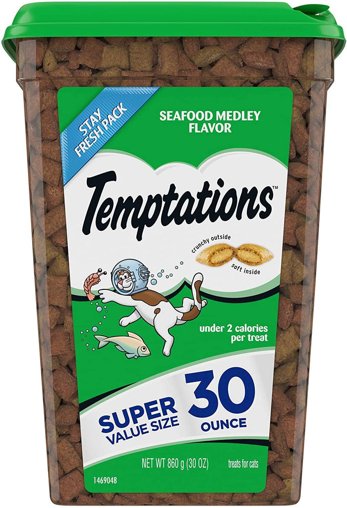 Whiskas Temptations Seafood Medley Soft and Crunchy Cat Treats - 30 oz