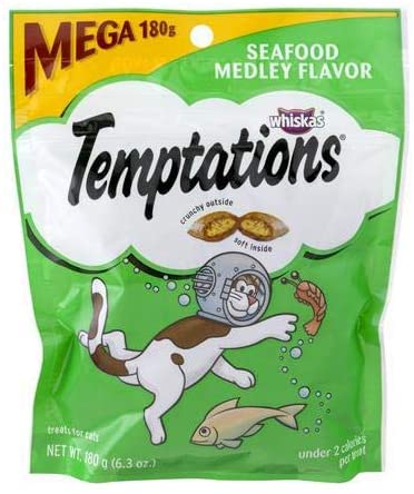 Whiskas Temptations Seafood Medley Soft and Crunchy Cat Treats - 6.35 oz
