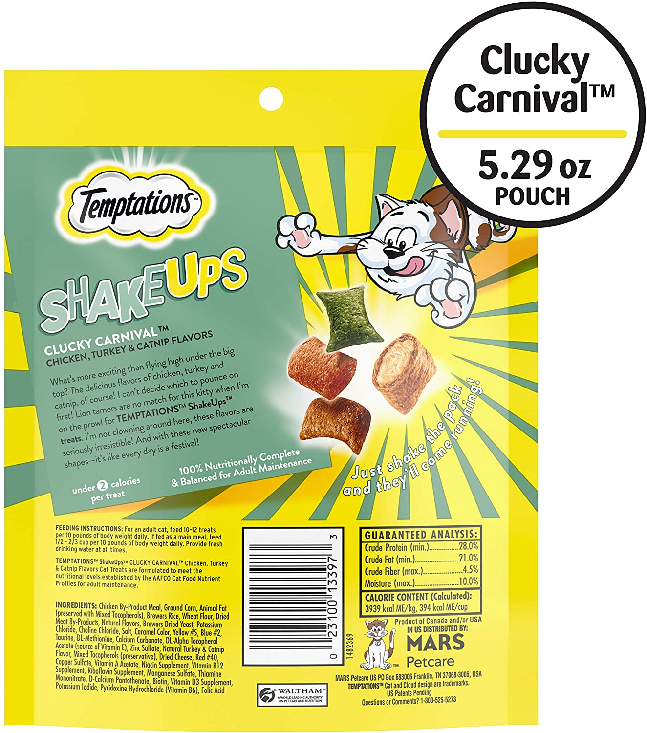 Whiskas Temptations Shake Ups Clucky Carnival Soft and Crunchy Cat Treats - 5.29 oz  