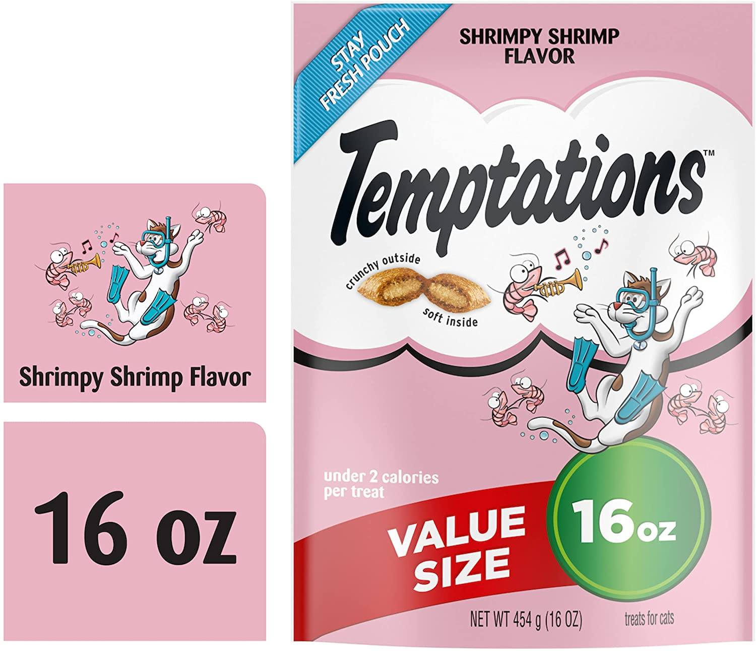 Whiskas Temptations Shrimpy Shrimp Soft and Crunchy Cat Treats - 16 oz  