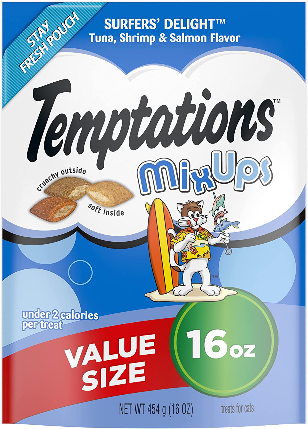 Whiskas Temptations Surfers Delight Soft and Crunchy Cat Treats - 16 oz  