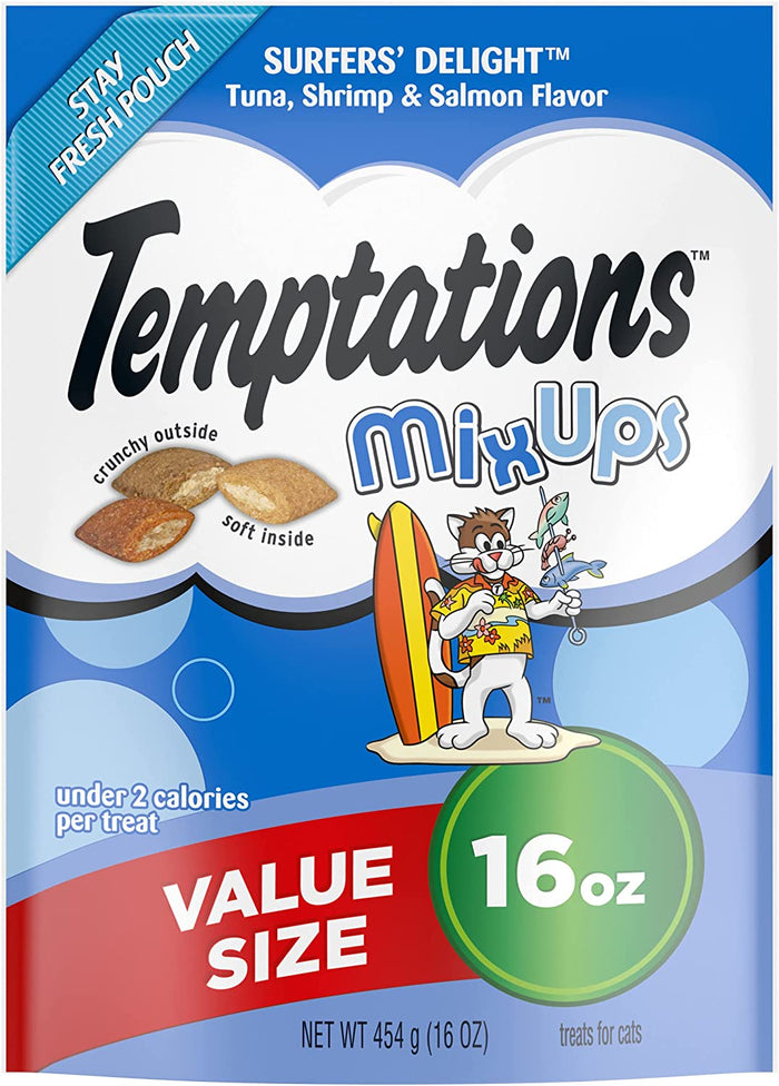 Whiskas Temptations Surfers Delight Soft and Crunchy Cat Treats - 16 oz