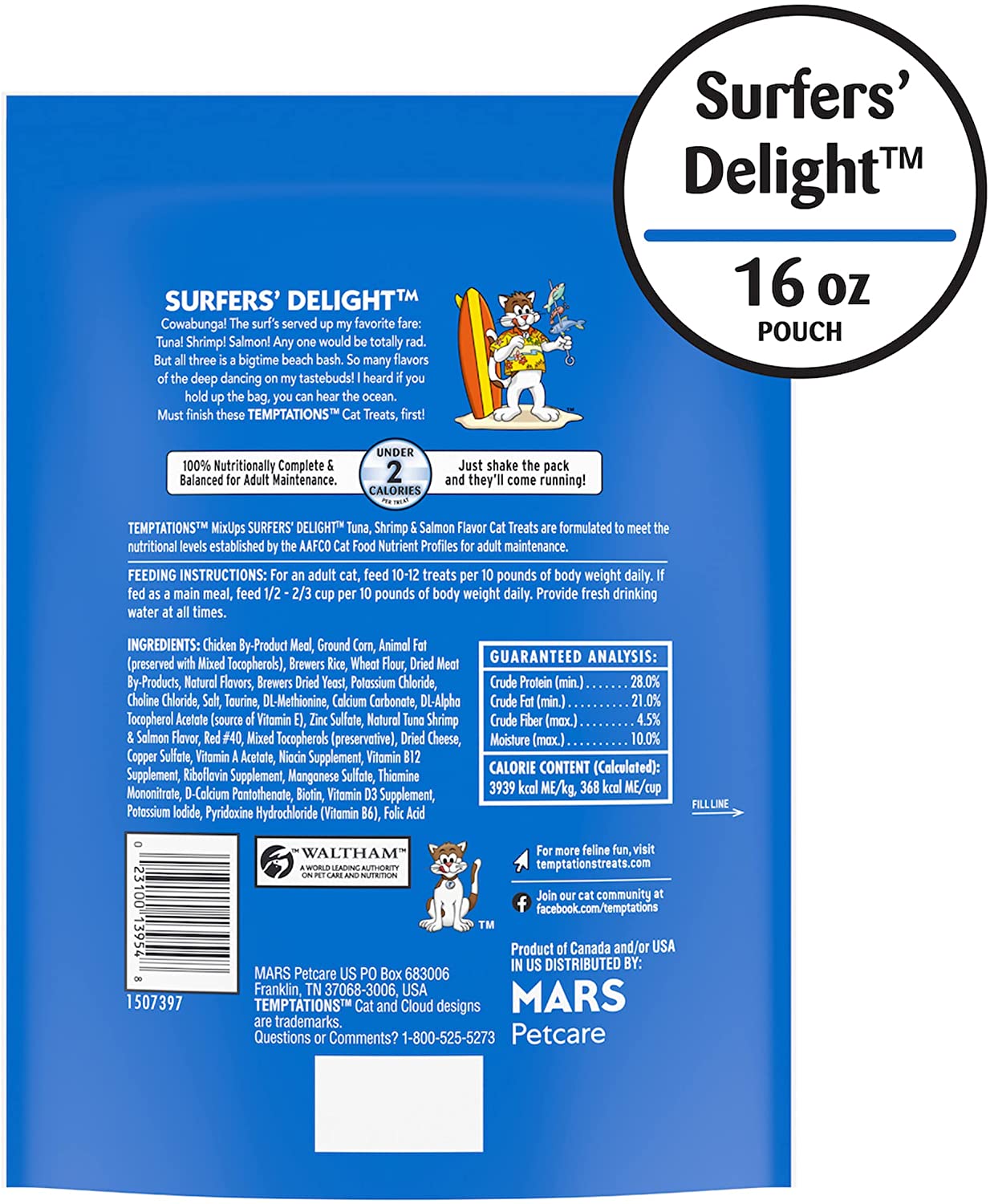 Whiskas Temptations Surfers Delight Soft and Crunchy Cat Treats - 16 oz  