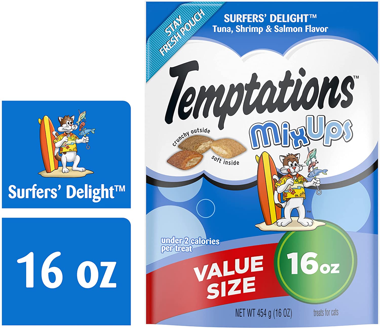 Whiskas Temptations Surfers Delight Soft and Crunchy Cat Treats - 16 oz  