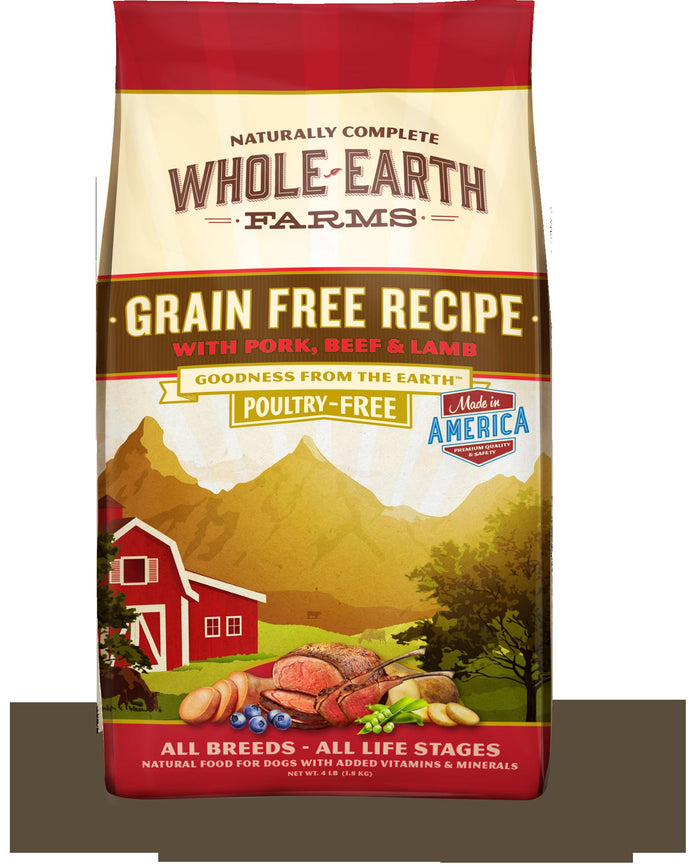 Whole Earth Farms Grain-Free Pork Beef & Lamb Dry Dog Food - 4 lb Bag
