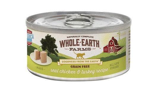 Whole Earth Farms Grain-Free Real Chicken & Turkey Recipe Canned Cat Food - 2.75 oz Can...