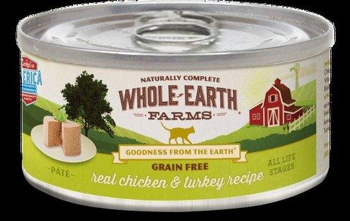 Whole Earth Farms Grain-Free Real Chicken & Turkey Recipe Canned Cat Food - 5 oz Cans - Case of 24  