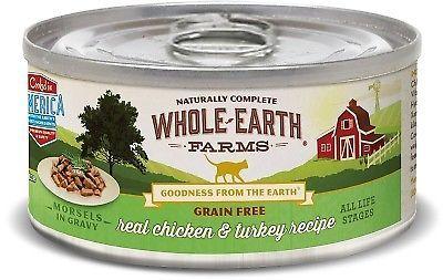 Whole Earth Farms Grain-Free Real Morsels in Gravy Chicken & Turkey Canned Cat Food - 5 oz Cans - Case of 24  