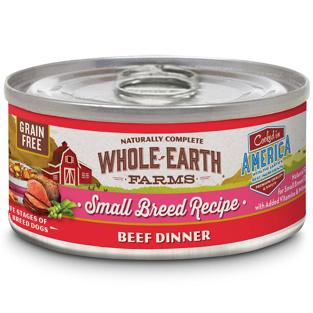 Whole Earth Farms Grain Free Small Breed Beef Dinner Canned Dog Food - 3 oz Cans - Case...