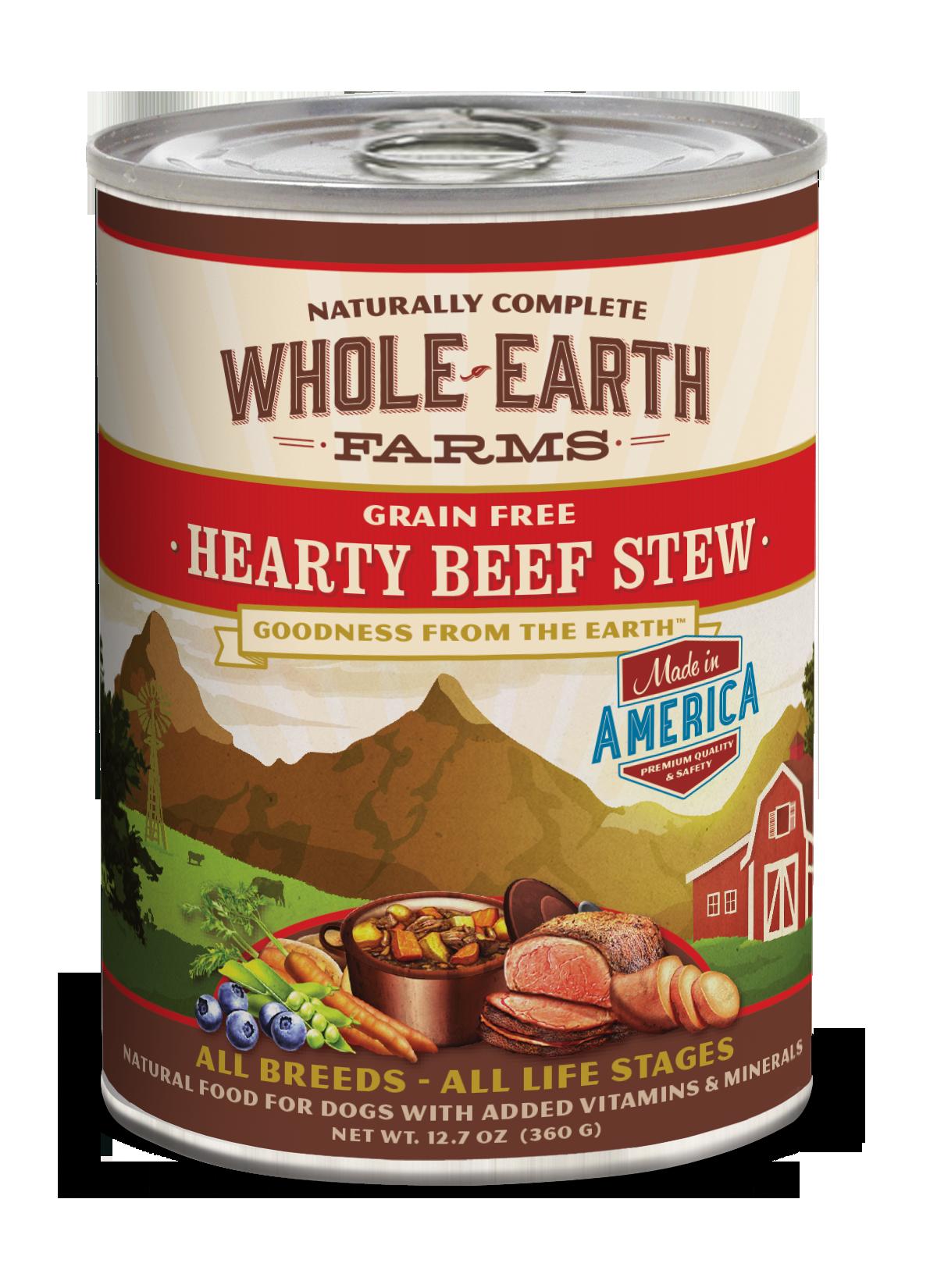 Whole Earth Farms Grian Free Hearty Beef Stew Canned Dog Food - 12.7 oz Cans - Case of 12  