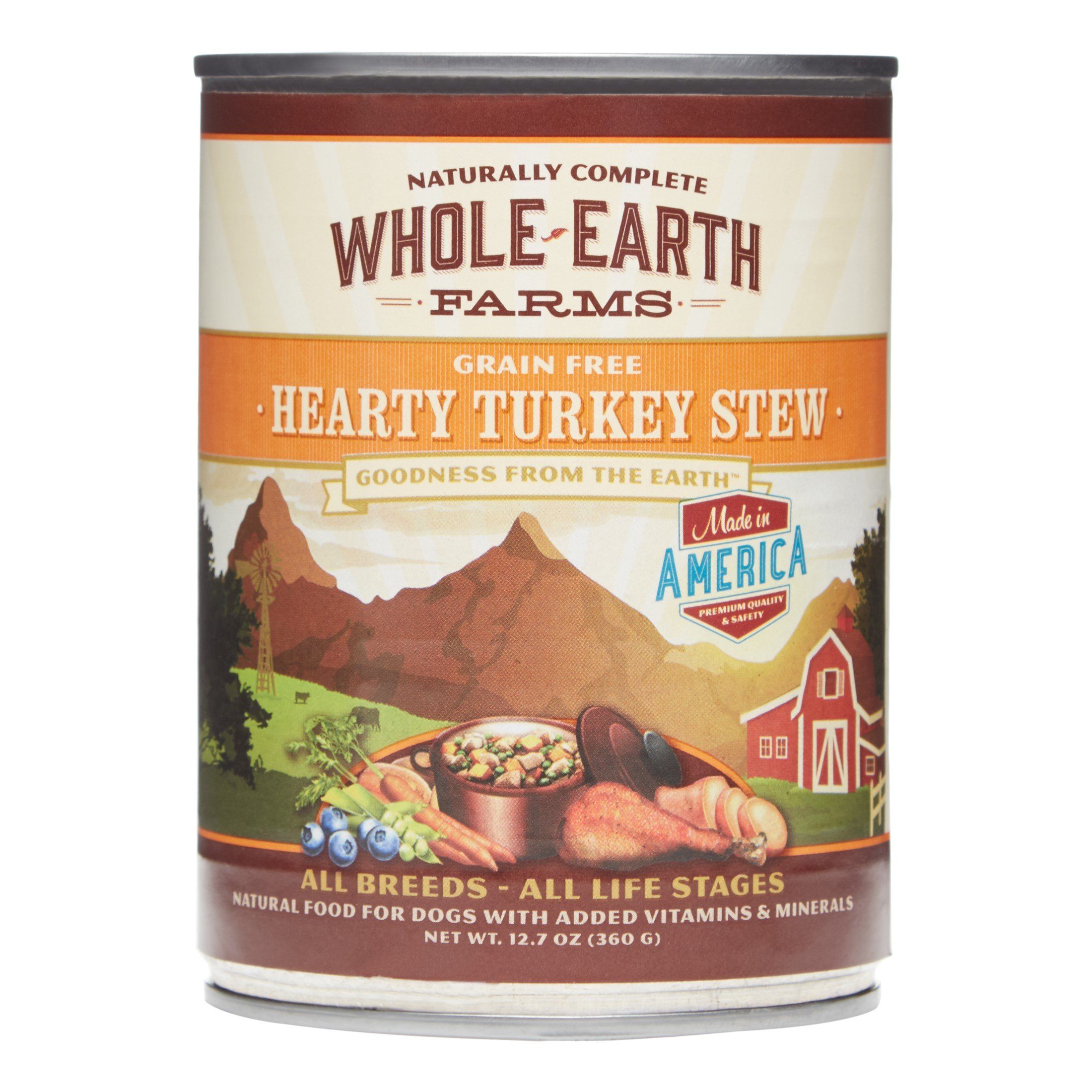 Whole Earth Farms Grian Free Hearty Turkey Stew Canned Dog Food - 12.7 oz Cans - Case of 12  