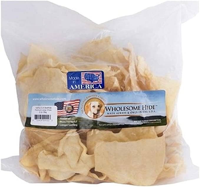 Wholesome Hide Large Beef Hide Chips Natural Dog Chews - 2 Lbs  