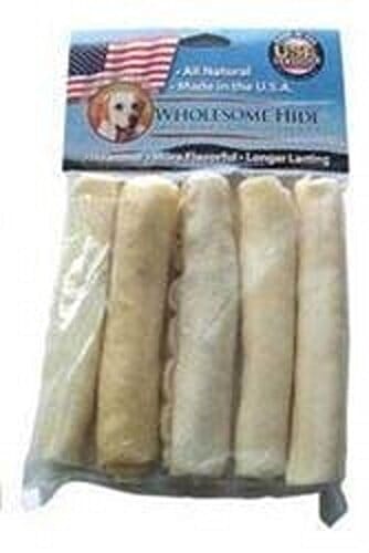 Wholesome Hide Mini Rolls w/header Natural Dog Chews - 5 In - 5 Pack  