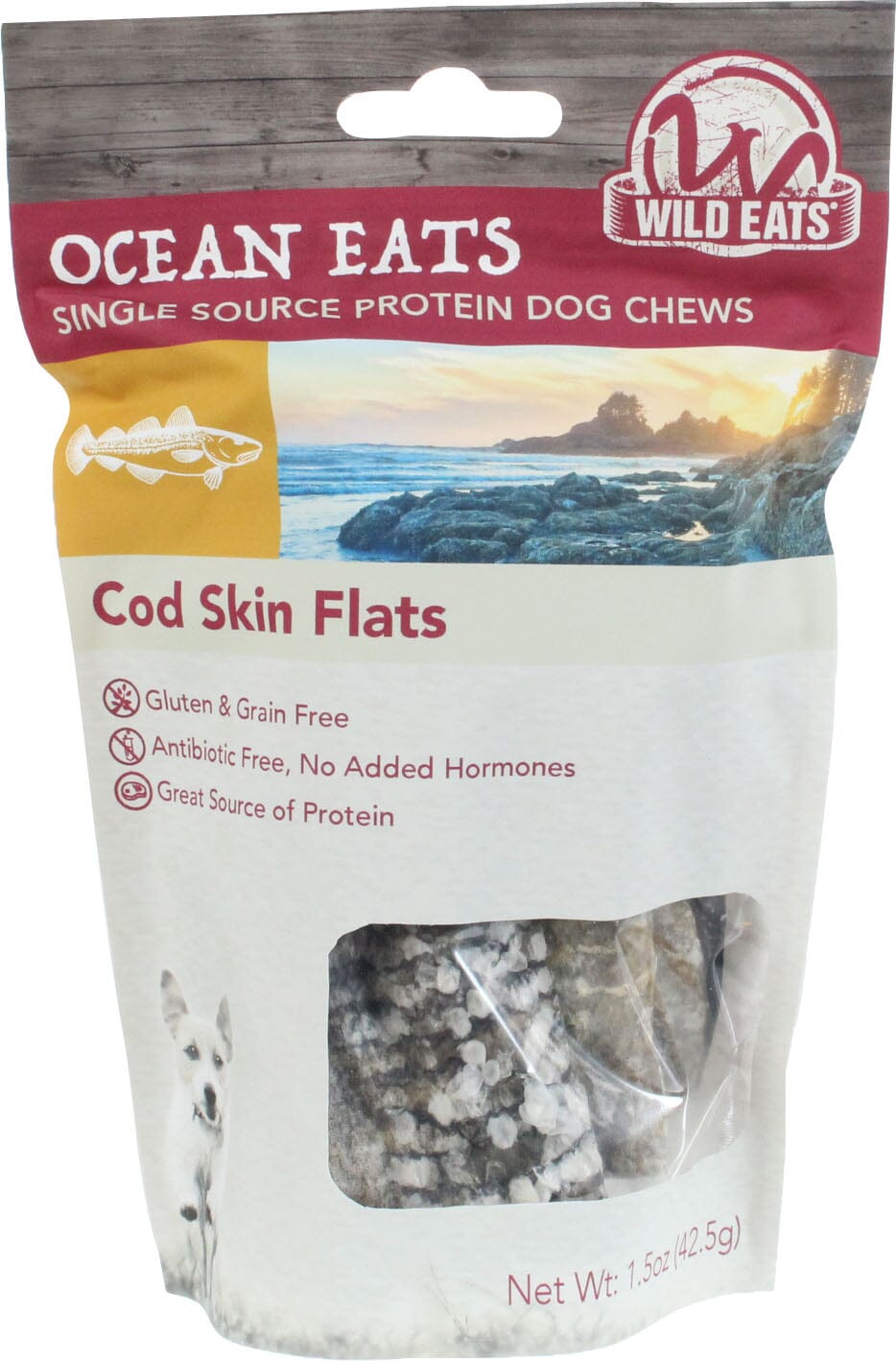 Wild Eats Cod Skin Flats Dog Chews Natural Dog Chews - Cod - 1.5 Oz - 6 Pack  