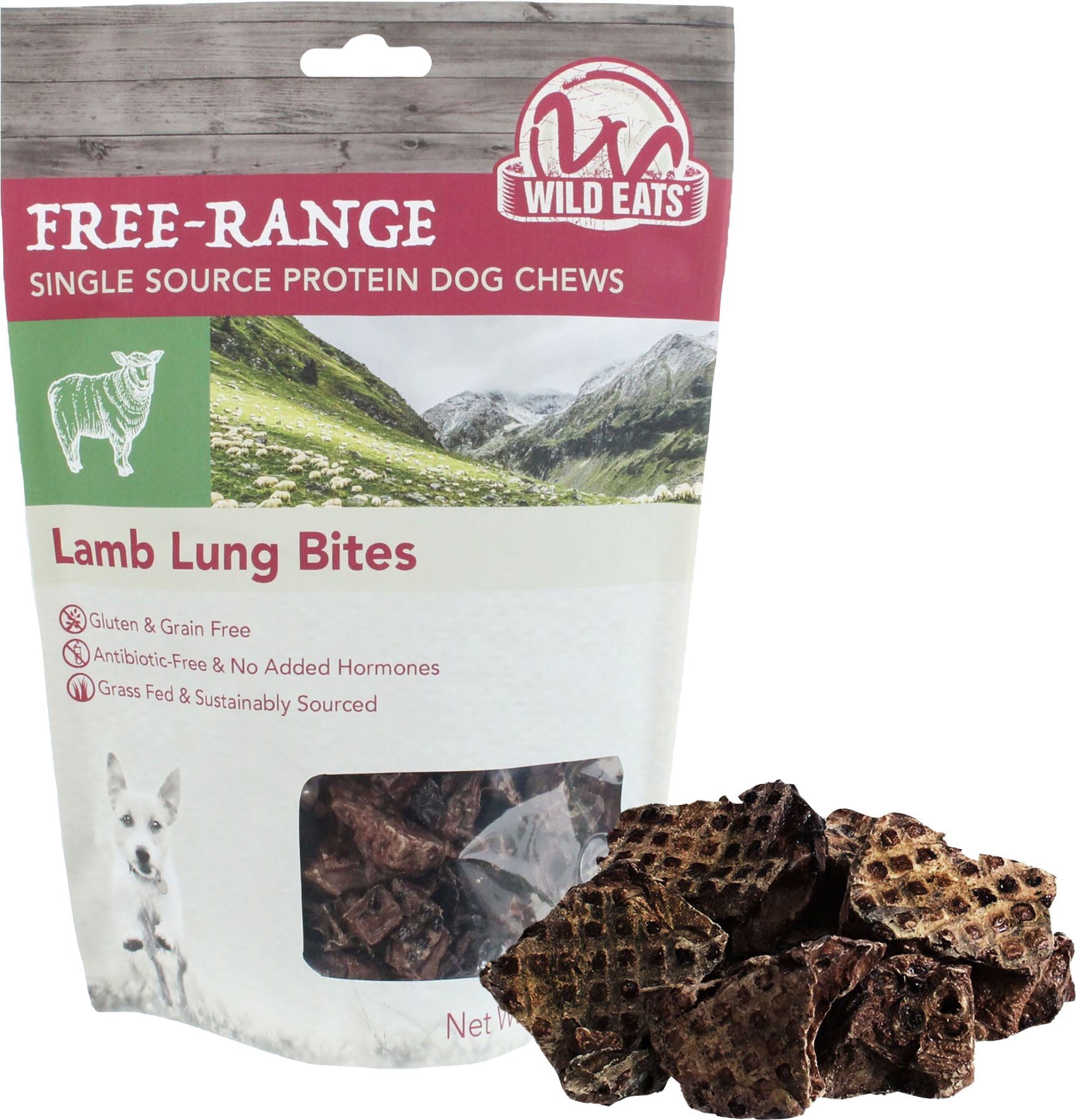 Wild Eats Lamb Lung Bites Dog Chews Natural Dog Chews - Lamb - 4 Oz  