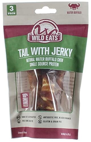 Wild Eats Tail With Jerky Dog Treats - Buffalo - 6 In - 3 Pack
