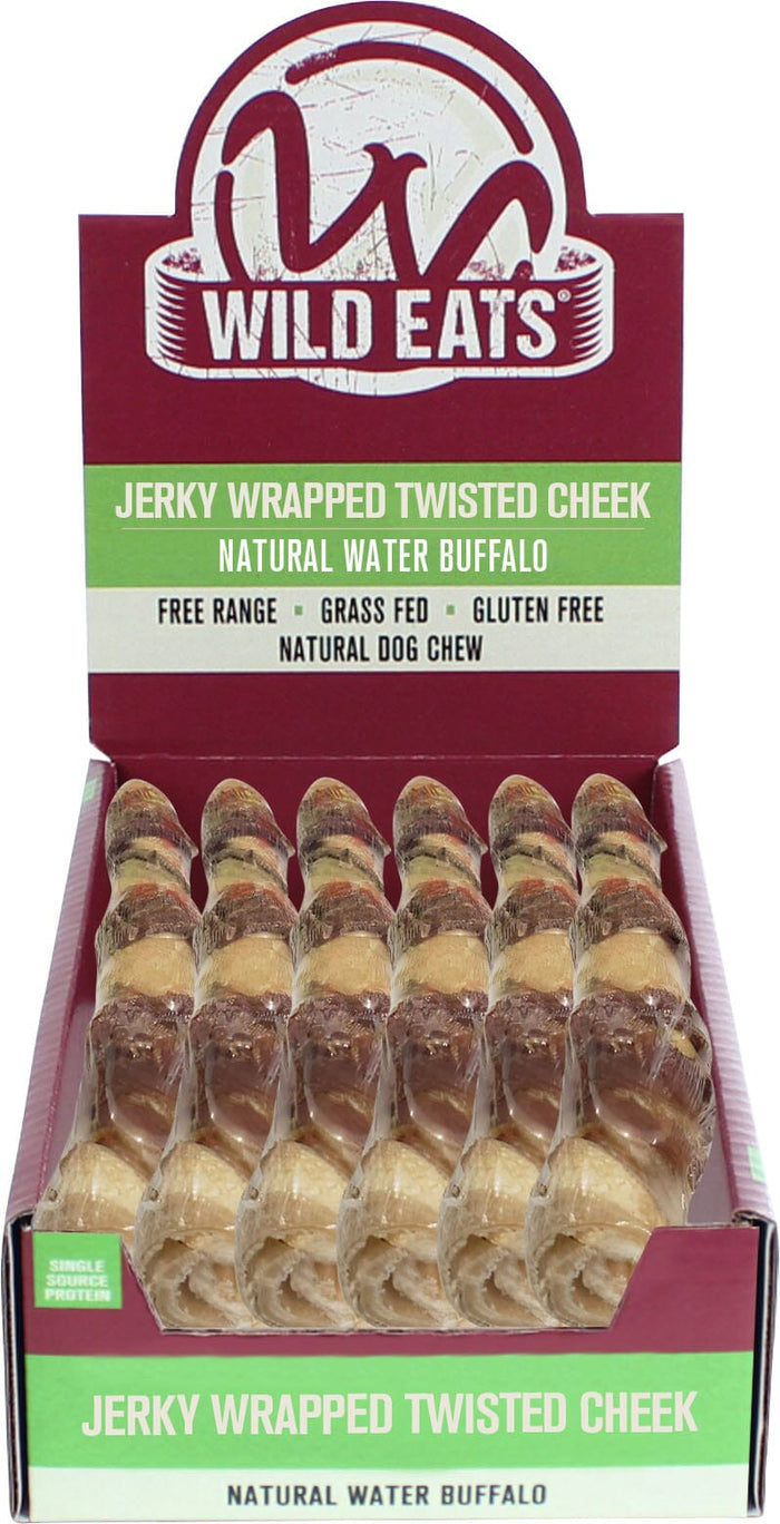 Wild Eats Twisted Cheek Natural Dog Chews - Buffalo - 8 - 9 In - 20 Count