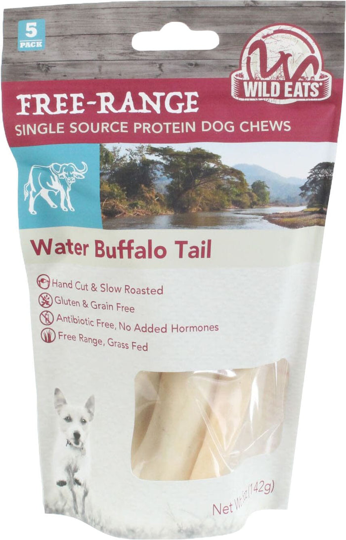 Wild Eats Water Buffalo Tail Dog Chews Natural Dog Chews - Buffalo - 4 - 5 In - 5 Pack