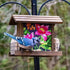 Wild Wings Stained Glass and Wooden Hopper Wild Bird Feeder Feeder with Suet Cages - Brown - 3.1 Qt Cap  