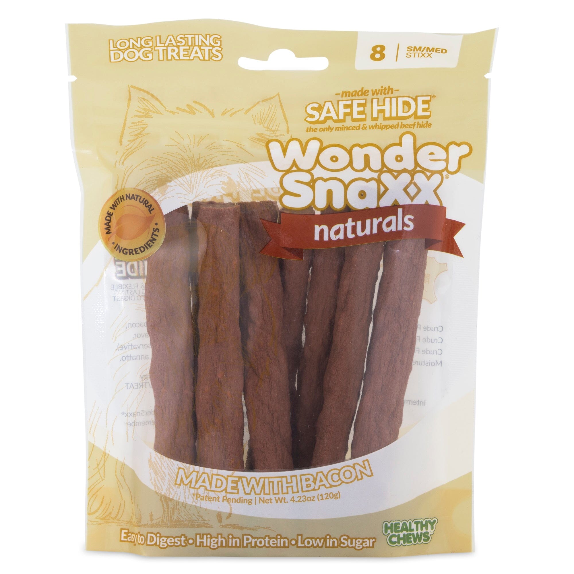 Wonder SnaXX Naturals StiXX Dog Treats Bacon - Small/Medium - 8 Count  