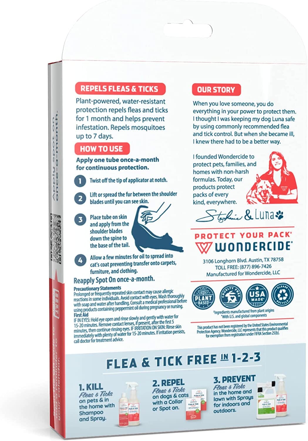 Wondercide Flea & Tick Spot On Spray for Cats - Peppermint  