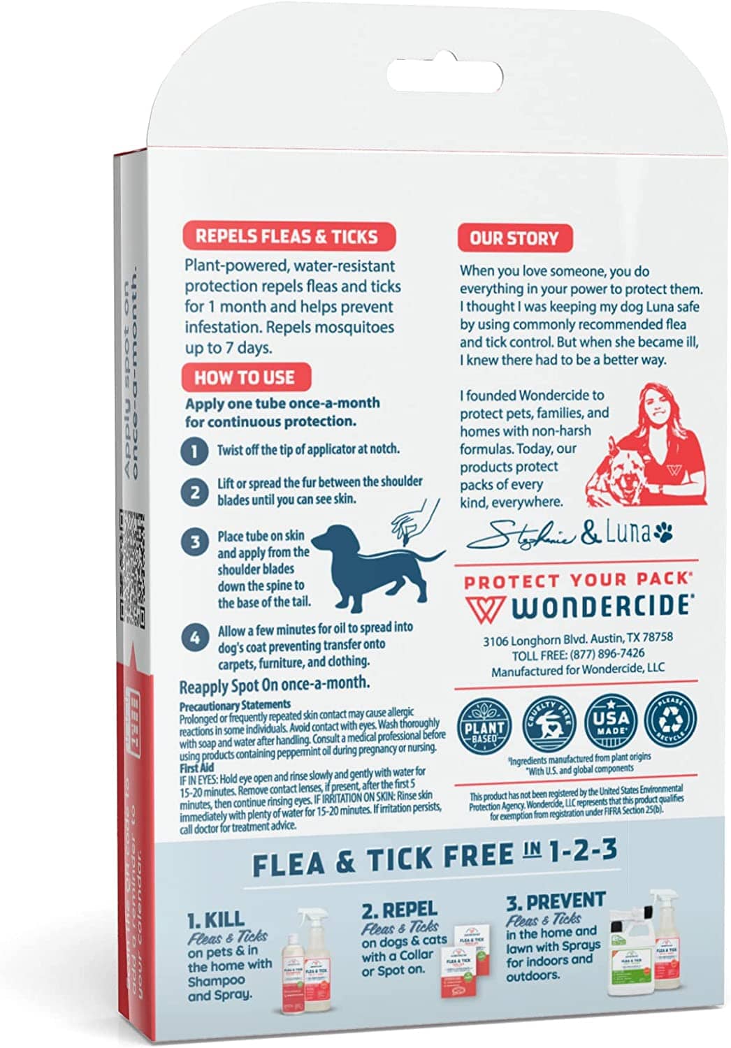 Wondercide Flea & Tick Spot On spray for Large Dogs - Peppermint  