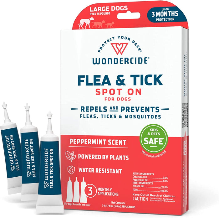 Wondercide Flea & Tick Spot On spray for Large Dogs - Peppermint