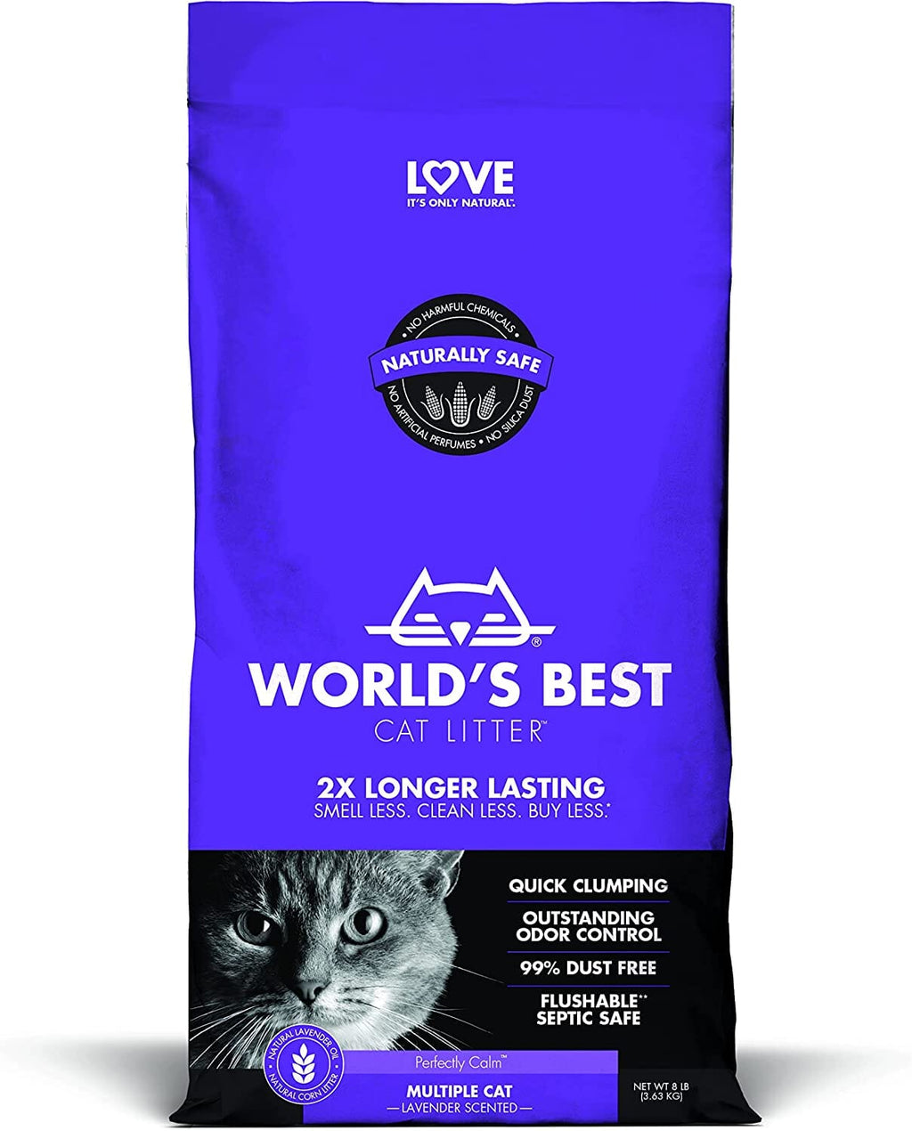 World's Best Cat Litter Multiple-Cat Lavender Scented Clumping Cat Litter - 15 Lbs - Ca...
