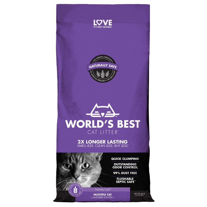 World's Best Cat Litter Purple Bag Multiple Cat Clumping Cat Litter - Lavender - 28 lb Bag