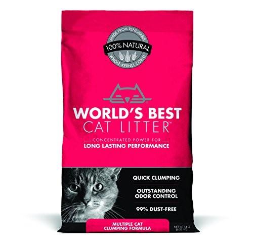 World's Best Cat Litter Red Bag Multi-Cat Multiple Cat Clumping Cat Litter - 14 lb Bag - Case of 3  